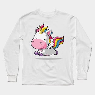 Playful Fun Happy Unicorn Long Sleeve T-Shirt